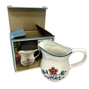 Hearthside Cumberland Creamer Floral Brambleberry White Blue Red Stoneware 12 oz